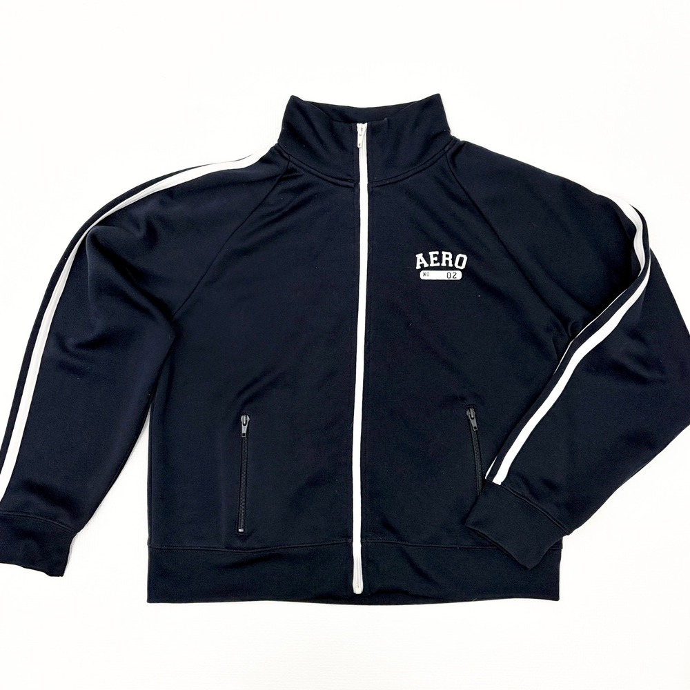 Y2K Aeropostale Track Jacket Vintage Navy Blue Zip Up Size Large